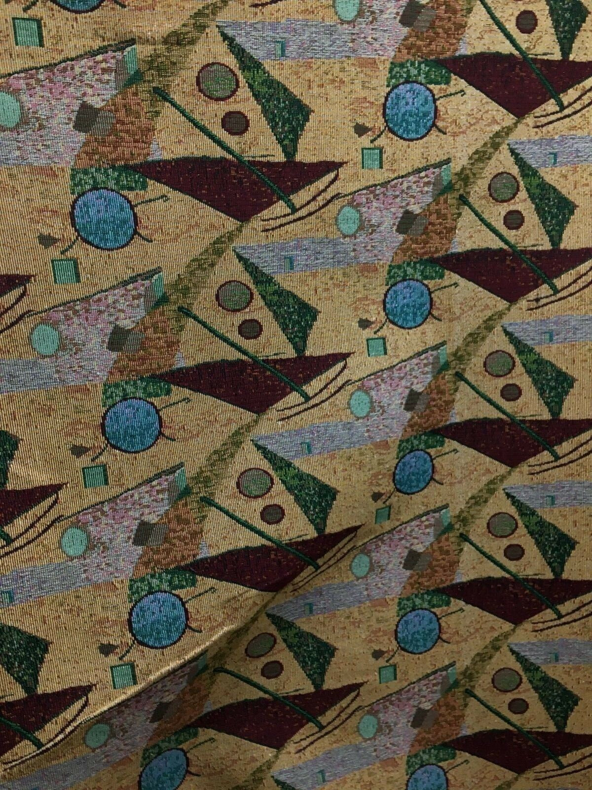 MULTICOLOR GEOMETRIC Poly Cotton Upholstery Brocade Fabric (54 in.) Sold By The Yard