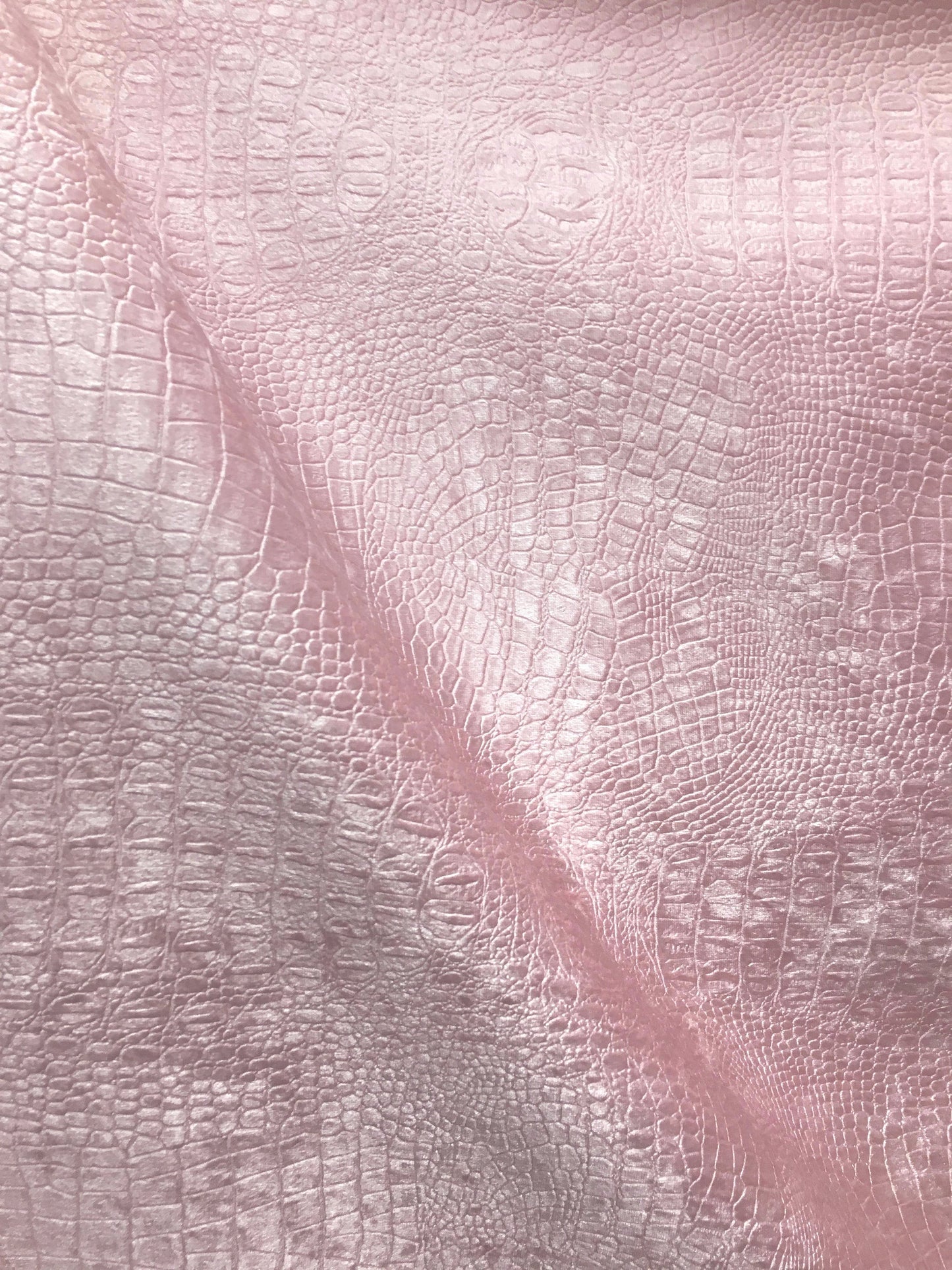 LIGHT PINK Alligator Crocodile Embossed Chenille Velvet Fabric (56 in.) Sold By The Yard