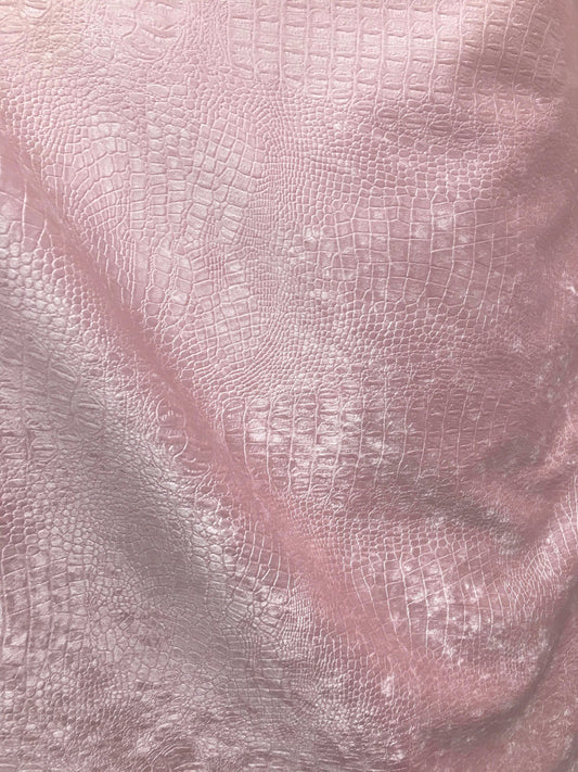 LIGHT PINK Alligator Crocodile Embossed Chenille Velvet Fabric (56 in.) Sold By The Yard