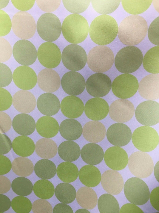 WHITE GREEN YELLOW Polka Dot Polyester Twill Fabric (60 in.) Sold By The Yard