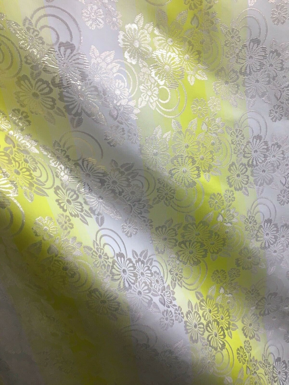 YELLOW IVORY GOLD Metallic Floral Brocade Fabric (60 in.) Sold By The Yard