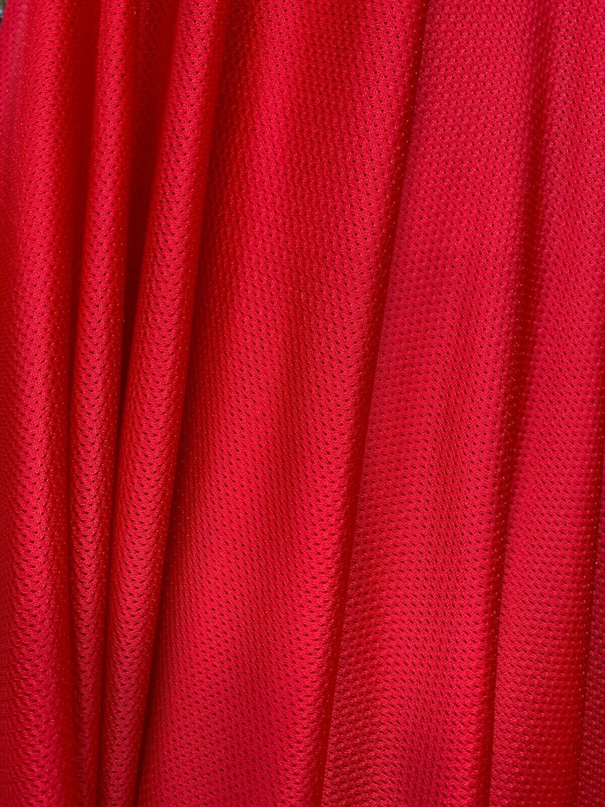 RED Polyester Small Hole Athletic Sports Mesh Fabric (60 in.) Sold By The Yard