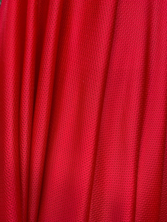 RED Polyester Small Hole Athletic Sports Mesh Fabric (60 in.) Sold By The Yard