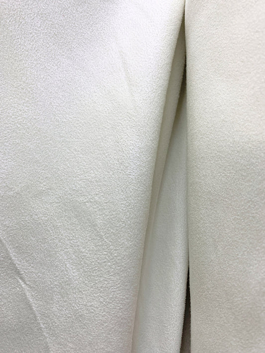 MILK WHITE Upholstery Suede Micro Faux Polyester Drapery Fabric (56 in.) Sold By The Yard