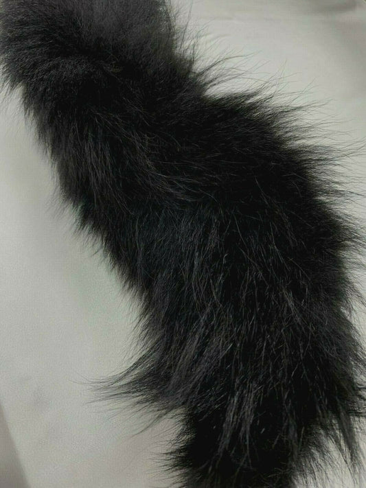 BLACK Shaggy Long Hair Faux Fur Fox Tail (28 in.)