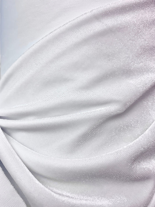 WHITE Polyester Stretch Velvet Fabric (60 in.) Sold By The Yard