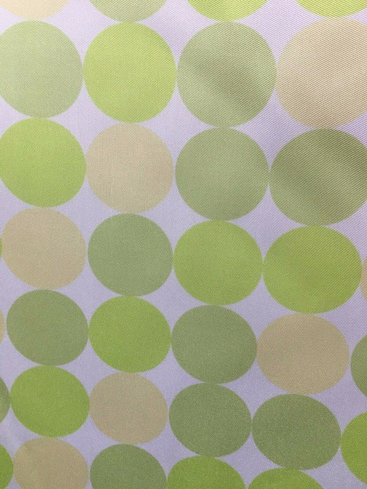 WHITE GREEN YELLOW Polka Dot Polyester Twill Fabric (60 in.) Sold By The Yard