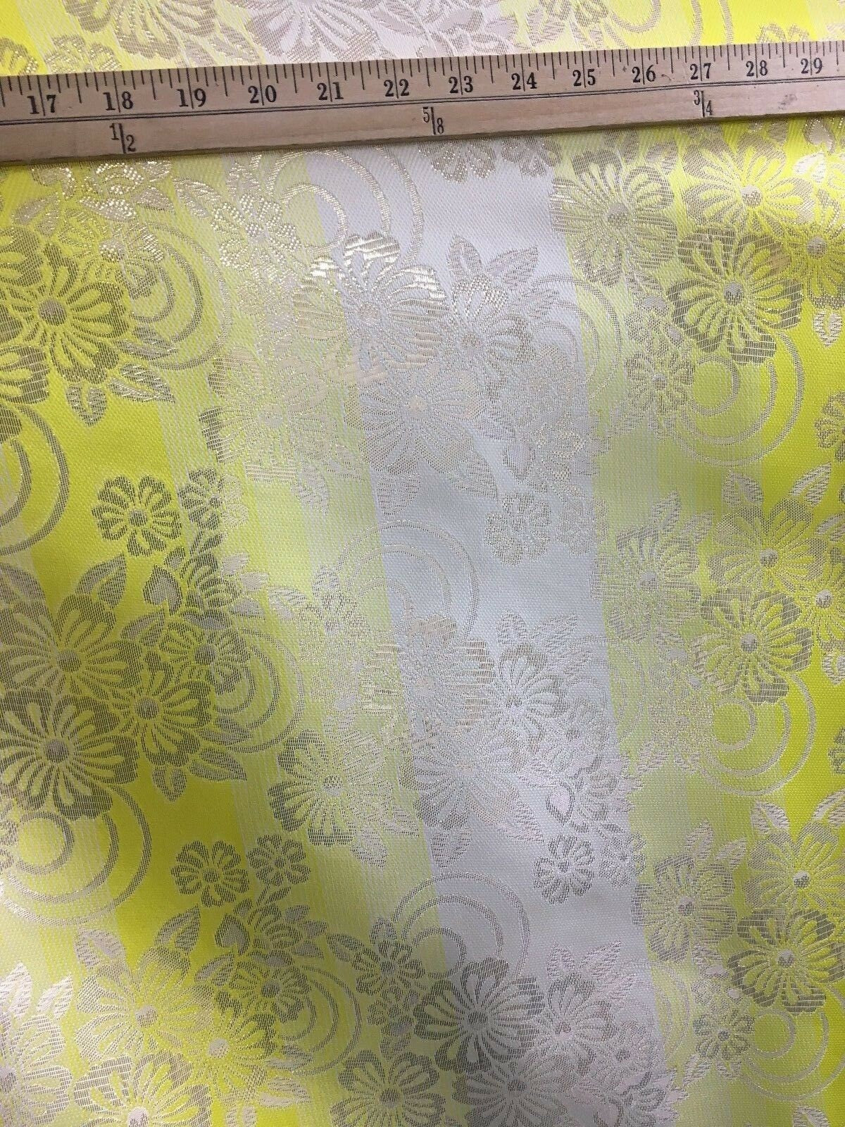 YELLOW IVORY GOLD Metallic Floral Brocade Fabric (60 in.) Sold By The Yard