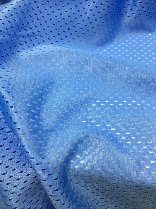 LIGHT BLUE Polyester Small Hole Athletic Sports Mesh Fabric (60 in.) Sold By The Yard