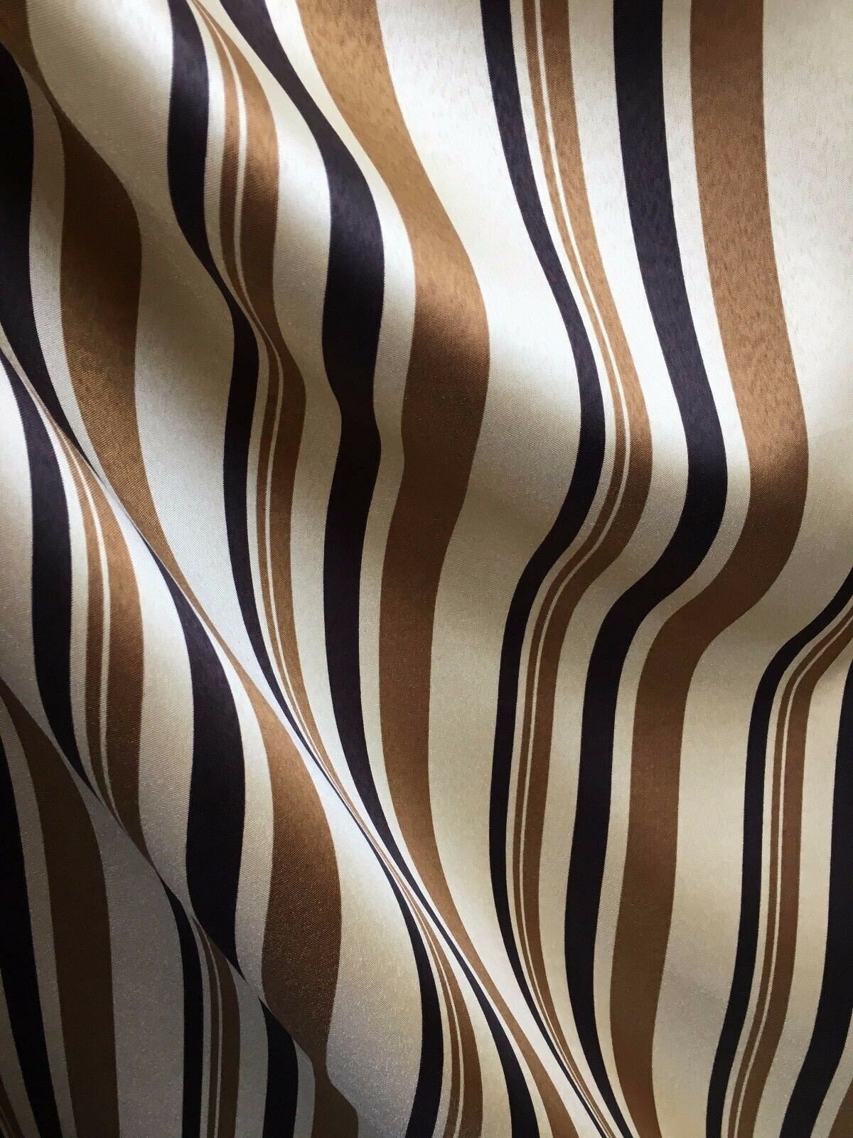 BEIGE BROWN MULTICOLOR Striped Polyester Twill Fabric (60 in.) Sold By The Yard