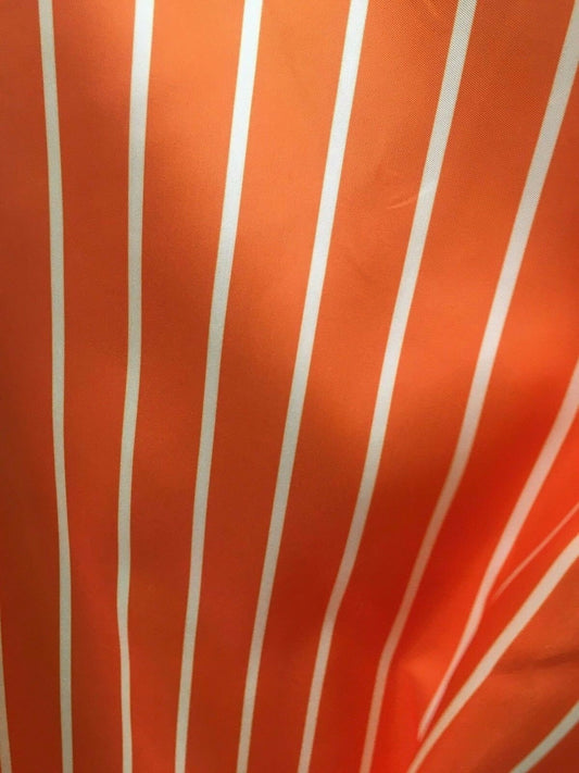 ORANGE IVORY STRIPED Polyester Twill Fabric (60 in.) Sold By The Yard