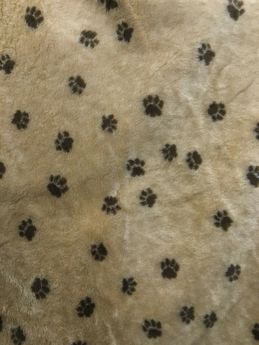 BEIGE BROWN Dog Paw Short Faux Fake Fur Fabric (58 in.) Sold By The Yard