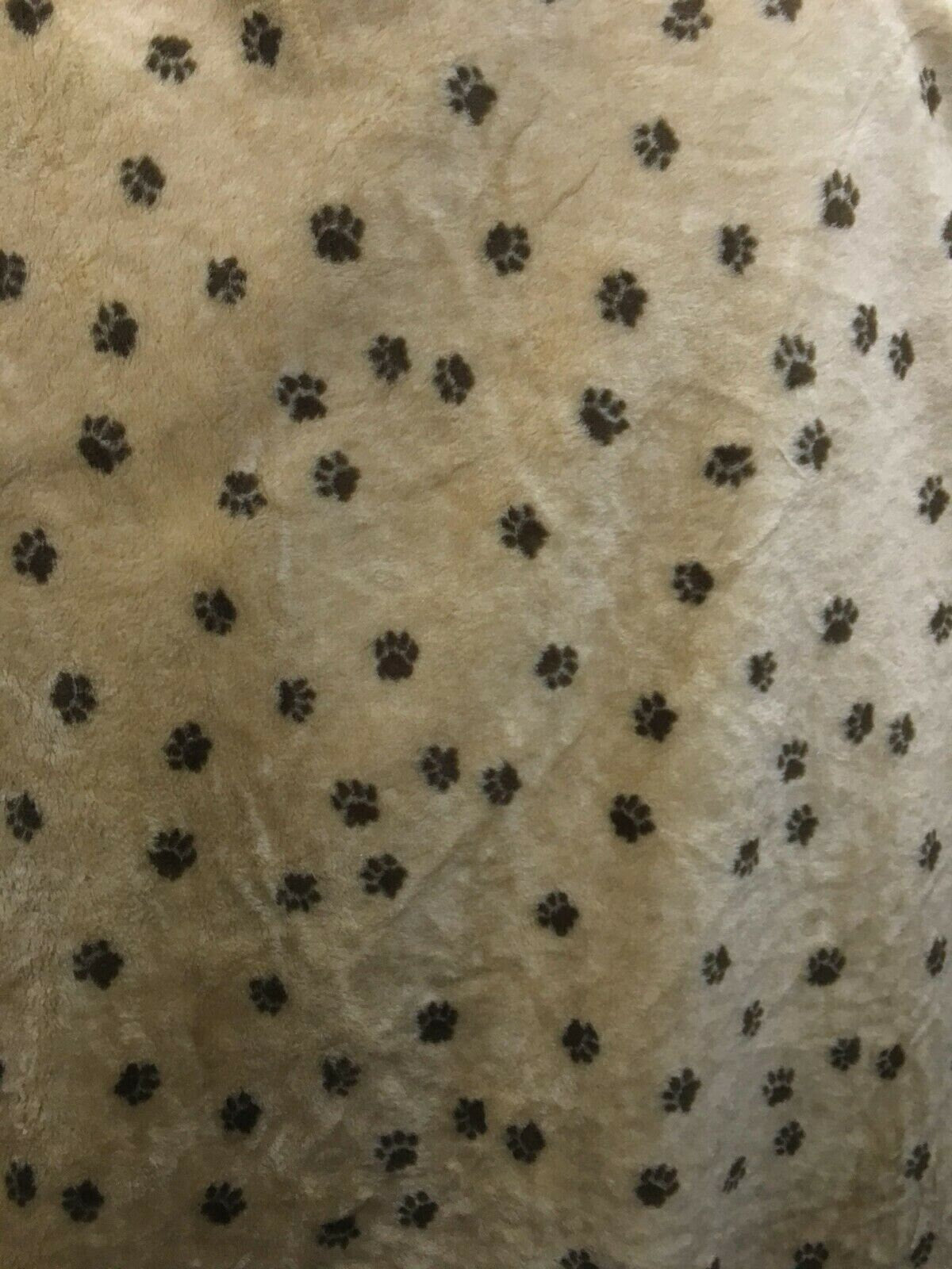 BEIGE BROWN Dog Paw Short Faux Fake Fur Fabric (58 in.) Sold By The Yard