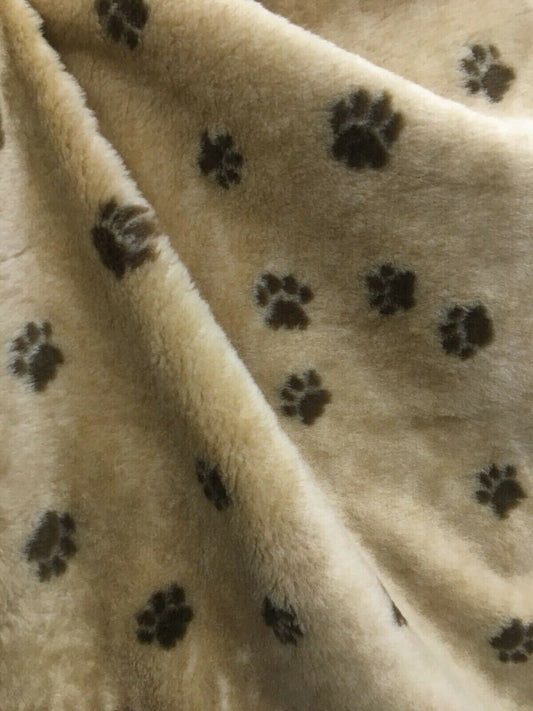 BEIGE BROWN Dog Paw Short Faux Fake Fur Fabric (58 in.) Sold By The Yard