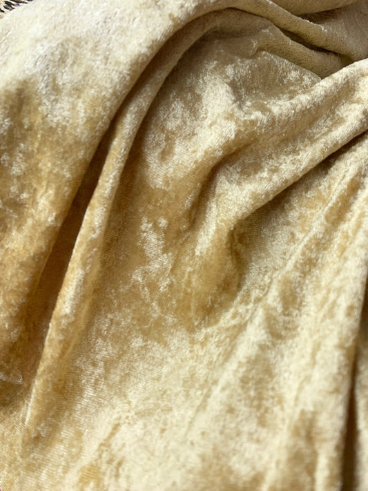 GOLD Crushed Polyester Stretch Velvet Fabric (60 in.) Sold By The Yard