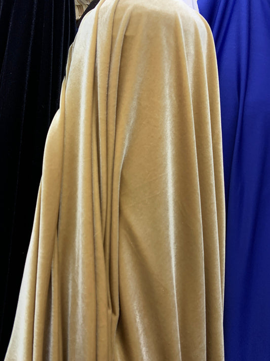 BEIGE Polyester Stretch Velvet Fabric (60 in.) Sold By The Yard