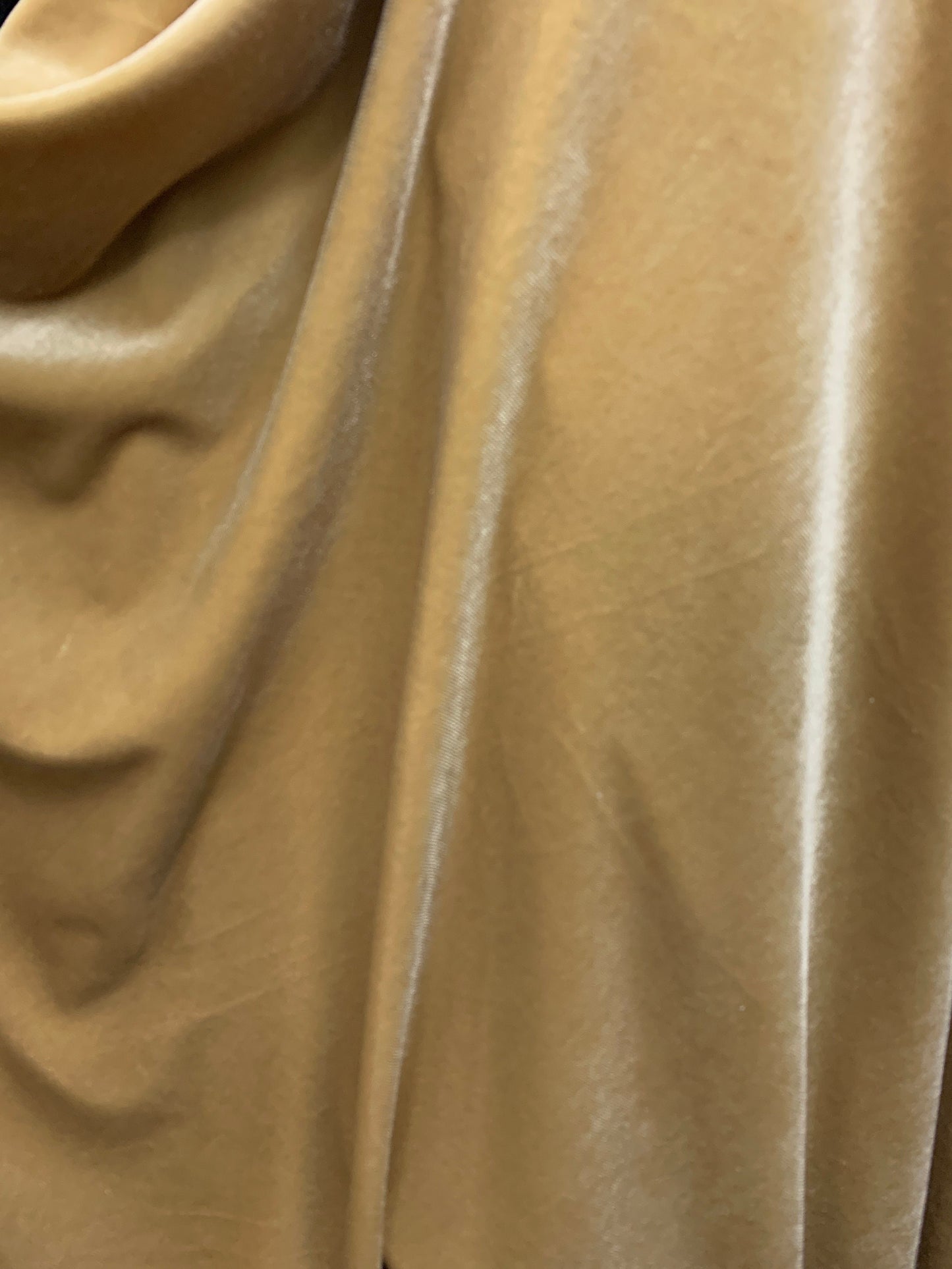BEIGE Polyester Stretch Velvet Fabric (60 in.) Sold By The Yard