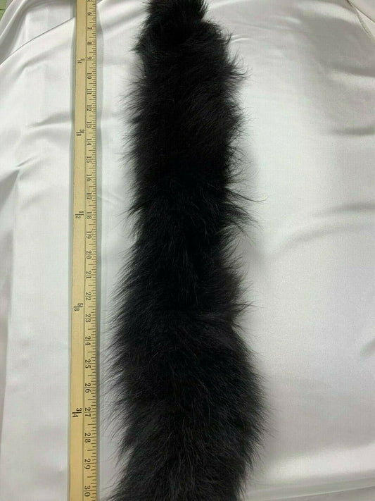 BLACK Shaggy Long Hair Faux Fur Fox Tail (28 in.)