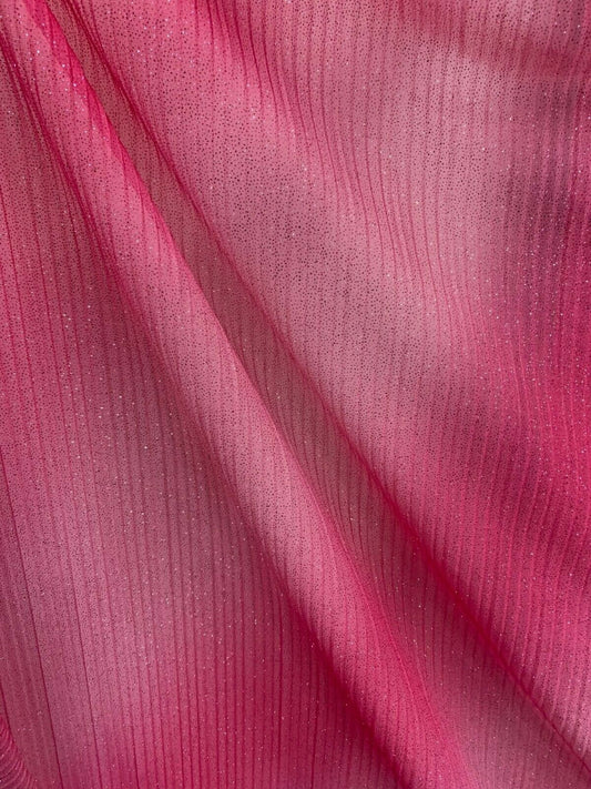 PINK Pleated Sparkle Polyester Stretch Fabric (60 in.) Sold By The Yard