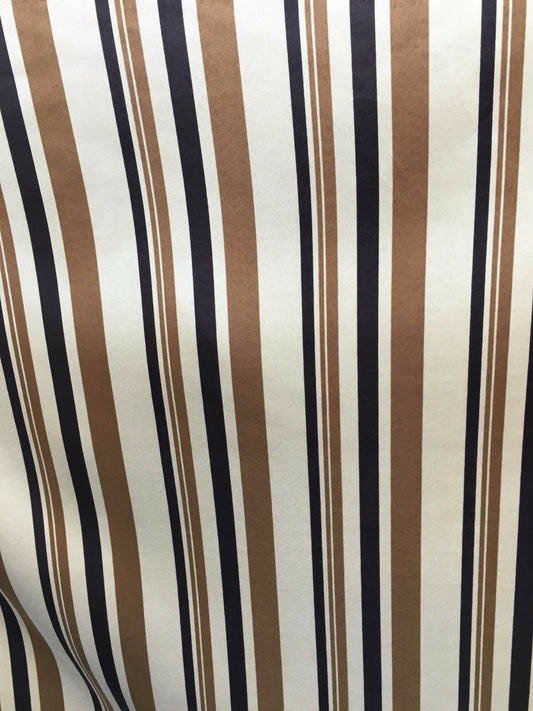 BEIGE BROWN MULTICOLOR Striped Polyester Twill Fabric (60 in.) Sold By The Yard