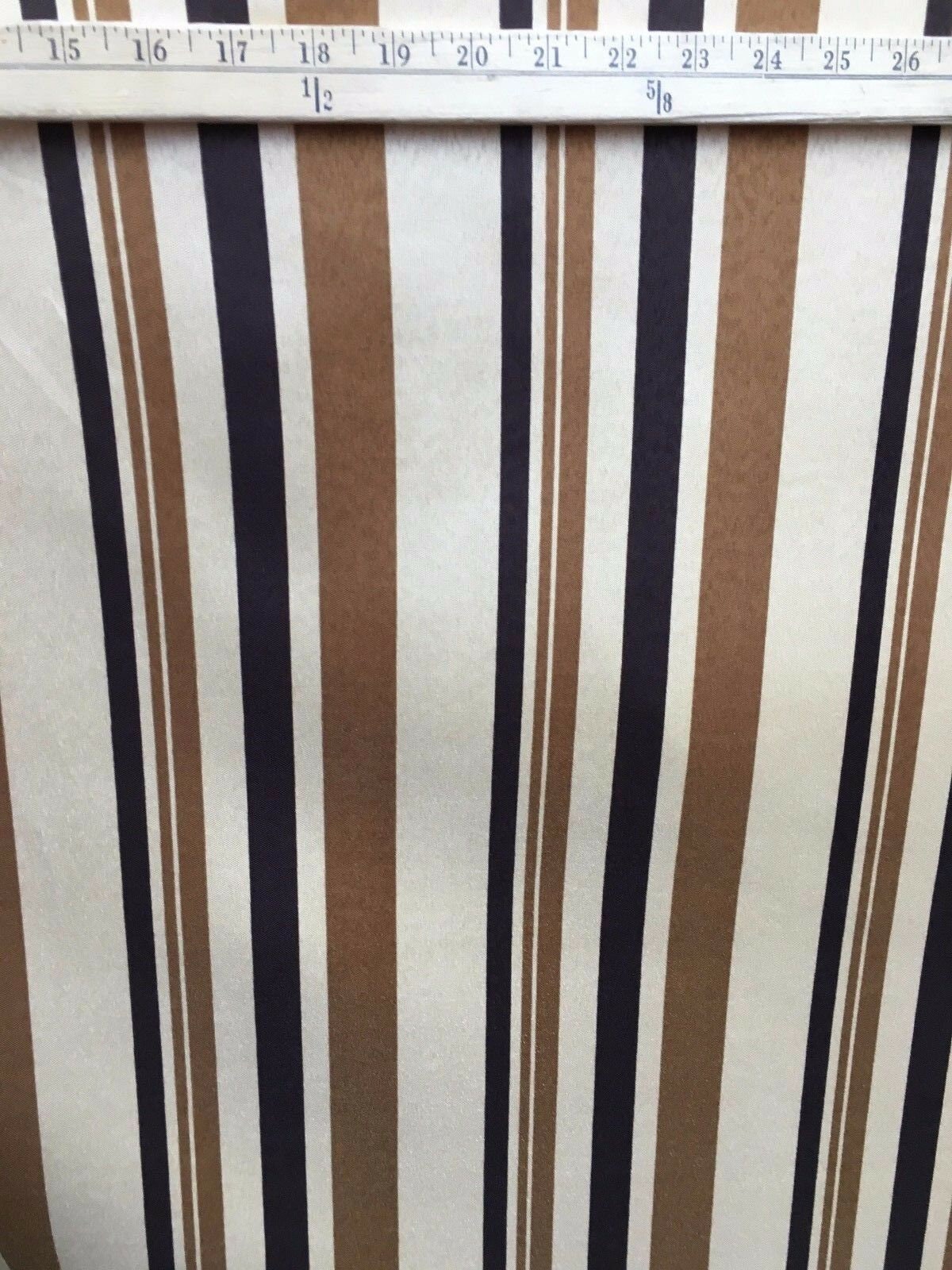 BEIGE BROWN MULTICOLOR Striped Polyester Twill Fabric (60 in.) Sold By The Yard