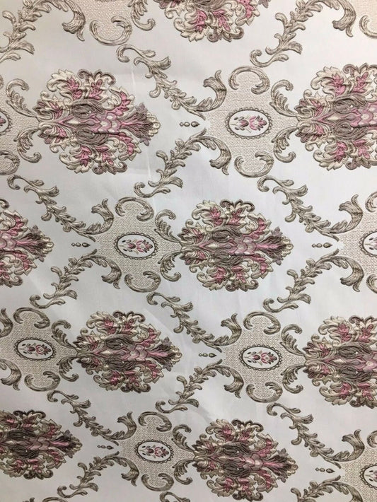 PINK TAUPE Damask Brocade Upholstery Drapery Fabric (54 in.) Sold By The Yard