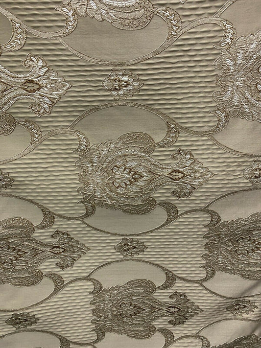 TAUPE BROWN Damask Brocade Upholstery Drapery Fabric (54 in.) Sold By The Yard