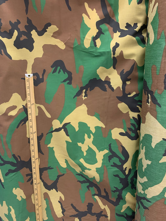 GREEN BROWN BEIGE Camouflage Printed Poly Cotton Fabric (58 in.) Sold By The Yard