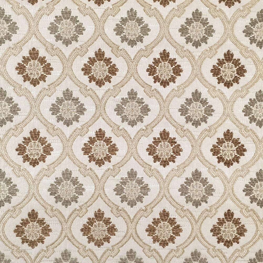 BEIGE BROWN Floral Trellis Chenille Upholstery Brocade Fabric (56 in.) Sold By The Yard