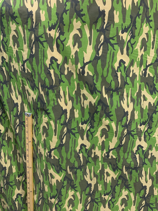 GREEN BEIGE Camouflage Printed Poly Cotton Fabric (58 in.) Sold By The Yard