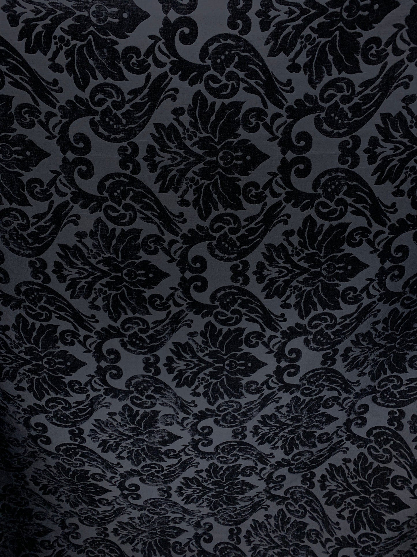 BLACK Damask Chenille Upholstery Brocade Fabric (54 in.) Sold By The Yard