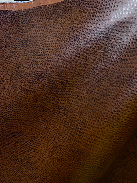 BROWN Ostritch Faux Leather Vinyl Upholstery Fabric (54 in.) Sold By The Yard