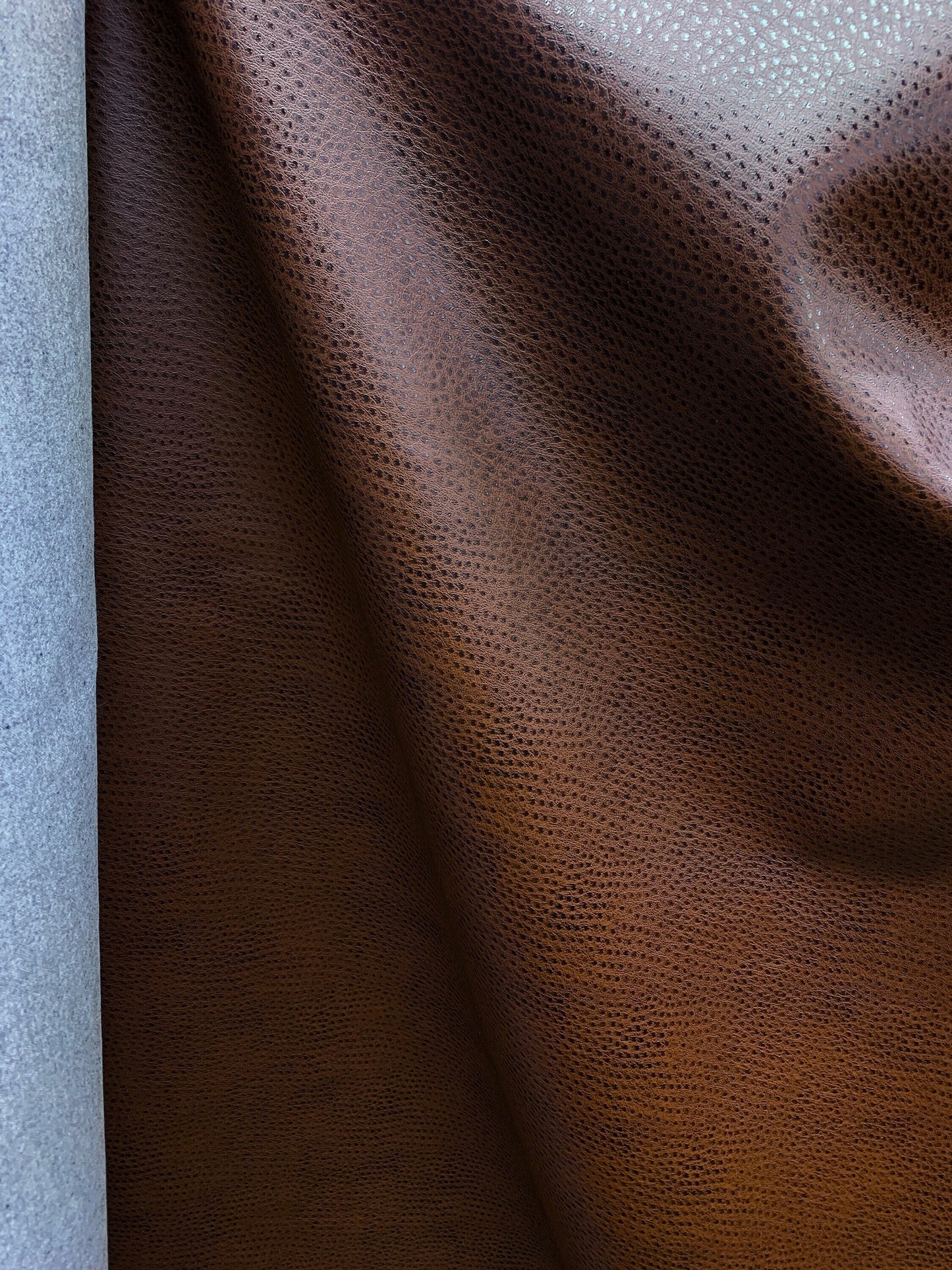 BROWN Ostritch Faux Leather Vinyl Upholstery Fabric (54 in.) Sold By The Yard