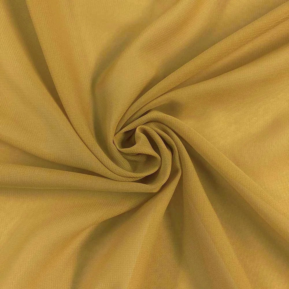 GOLD Sheer Solid Polyester Chiffon Fabric (60 in.) Sold By The Yard