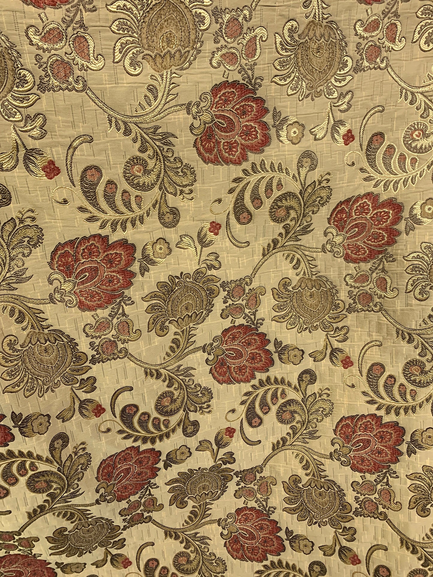 LIGHT BROWN GOLD Floral Chenille Upholstery Brocade Fabric (56 in.) Sold By The Yard