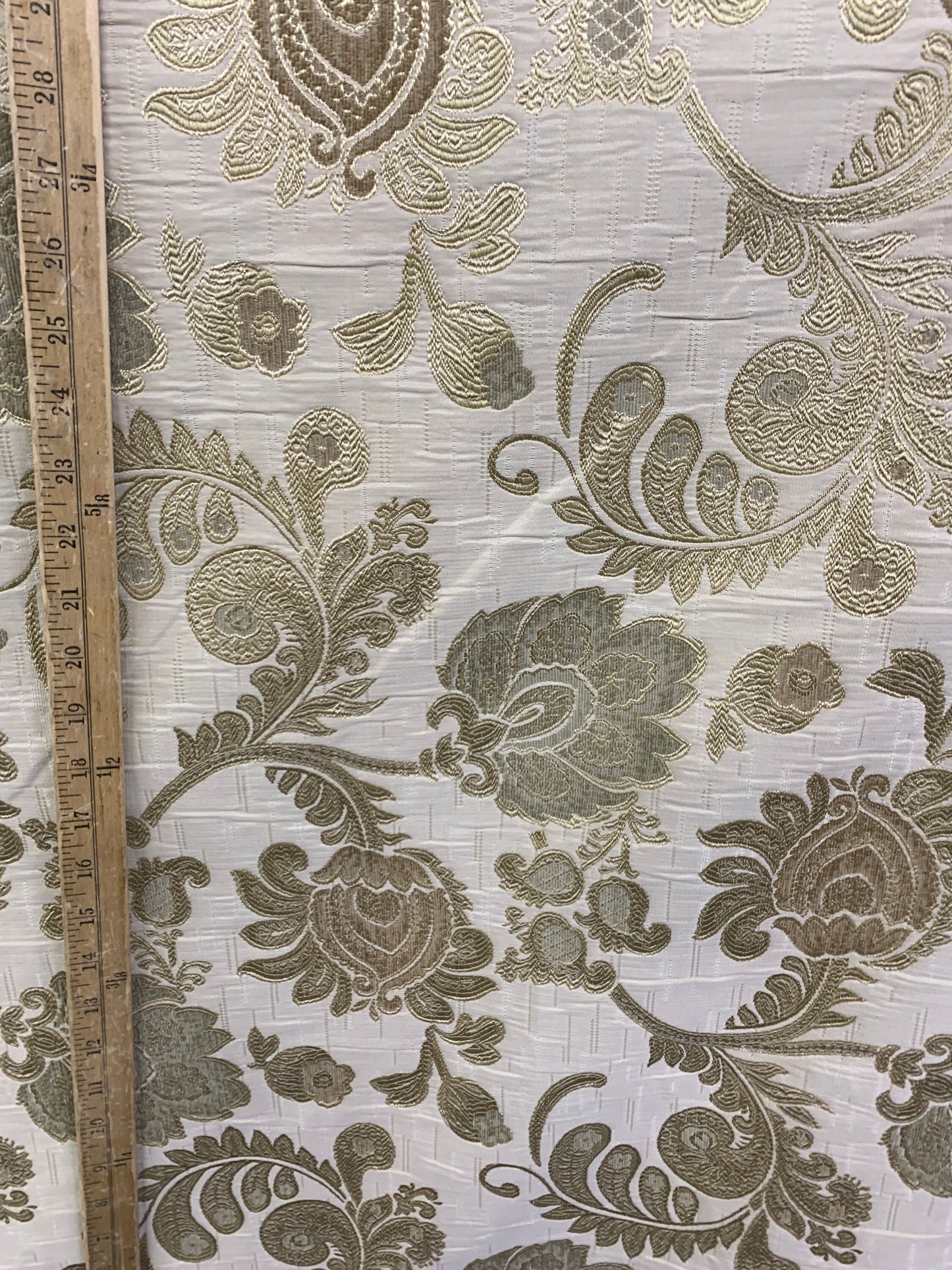 BEIGE Floral Chenille Upholstery Brocade Fabric (56 in.) Sold By The Yard