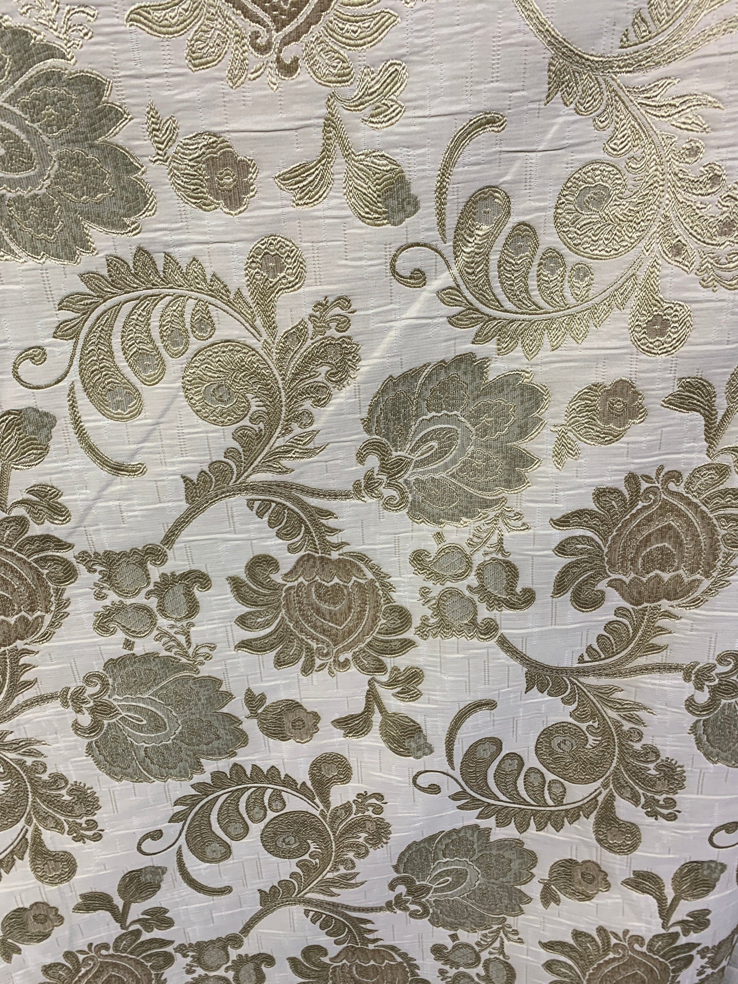 BEIGE Floral Chenille Upholstery Brocade Fabric (56 in.) Sold By The Yard