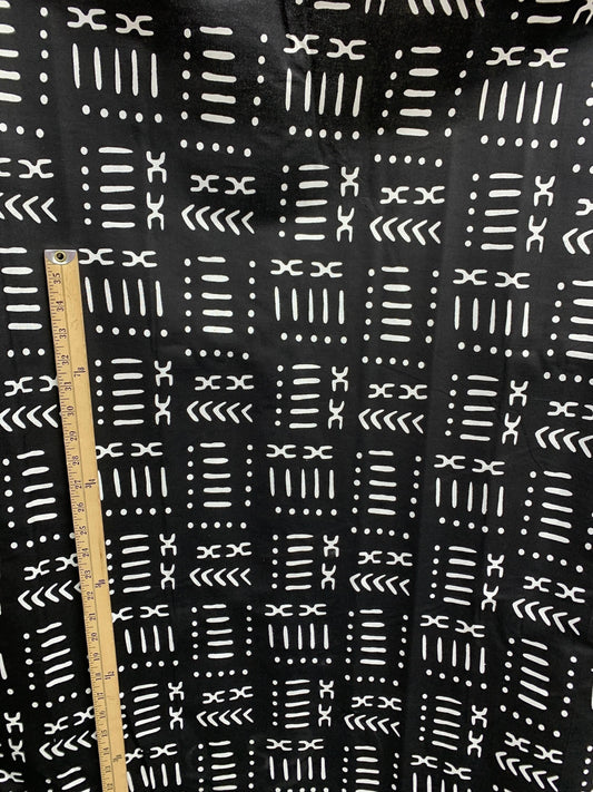 BLACK WHITE African Wax Print Fabric 100% Cotton (45 in.) Sold By The Yard