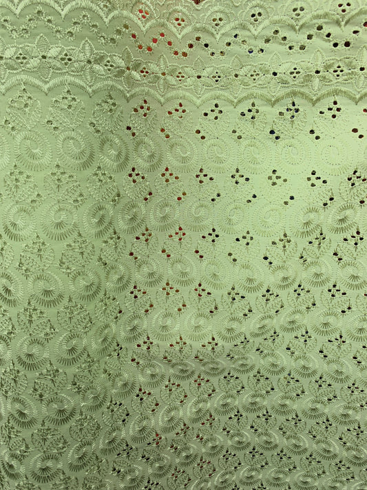 SAGE GREEN Floral Cotton Eyelet Embroidered Fabric (45 in.) Sold By The Yard