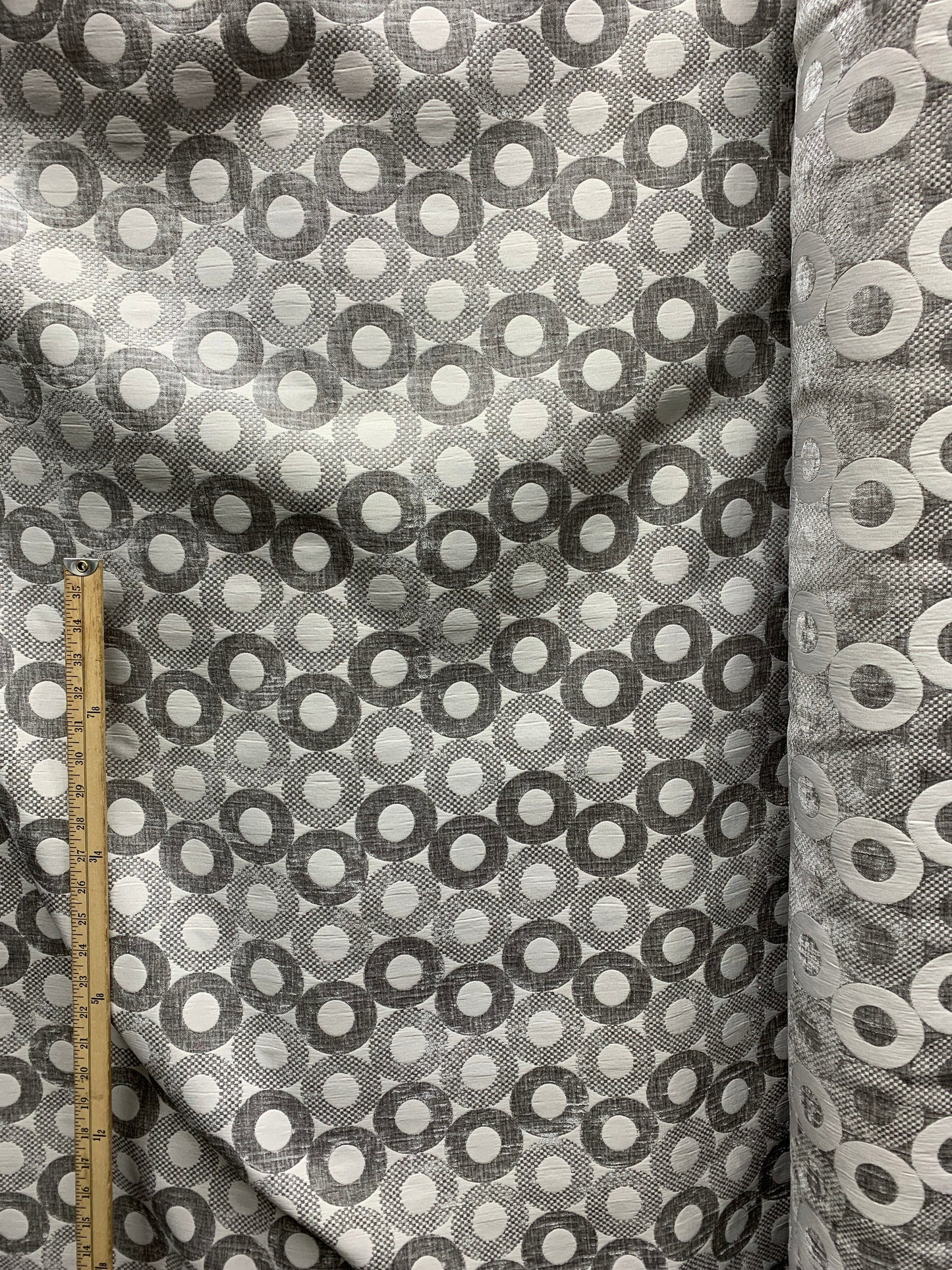 GRAY Geometric Chenille Upholstery Brocade Fabric (54 in.) Sold By The Yard