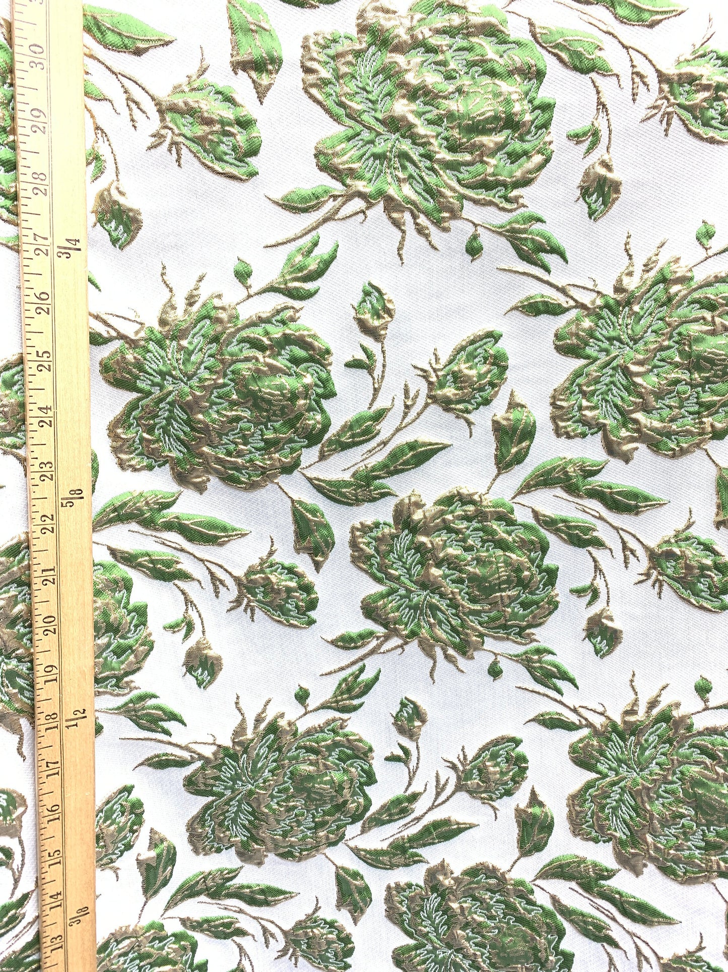 LIGHT GREEN GOLD Floral Brocade Fabric (60 in.) Sold By The Yard