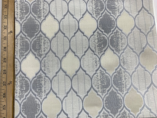 GRAY IVORY Trellis Brocade Upholstery Drapery Fabric (110 in.) Sold By The Yard