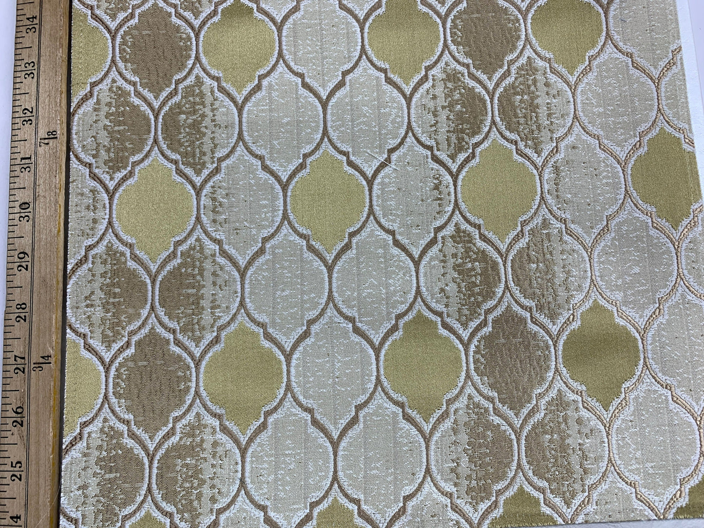 GOLD Trellis Brocade Upholstery Drapery Fabric (110 in.) Sold By The Yard