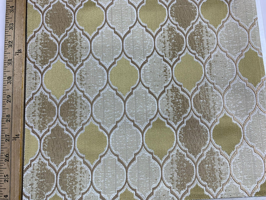 GOLD Trellis Brocade Upholstery Drapery Fabric (110 in.) Sold By The Yard