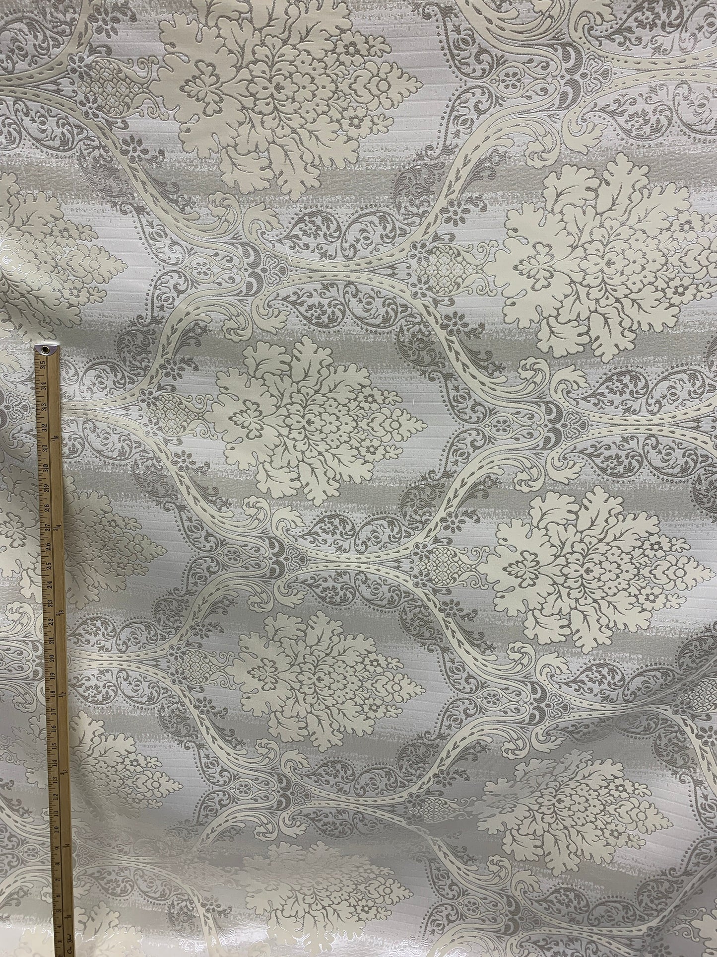 IVORY Damask Brocade Upholstery Drapery Fabric (110 in.) Sold By The Yard