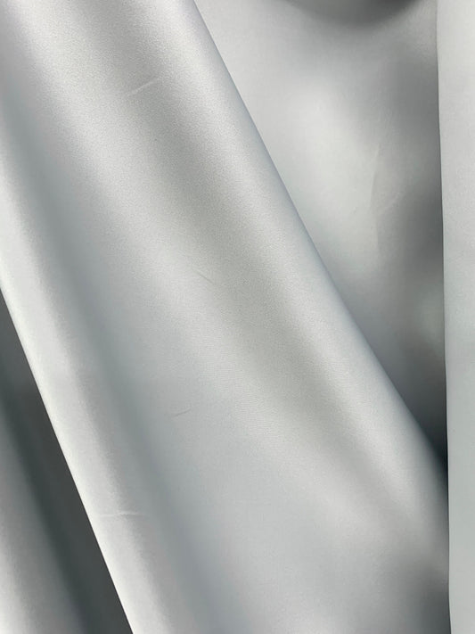 LIGHT GRAY Solid 100% Polyester Mystique Satin Fabric (60 in.) Sold By The Yard