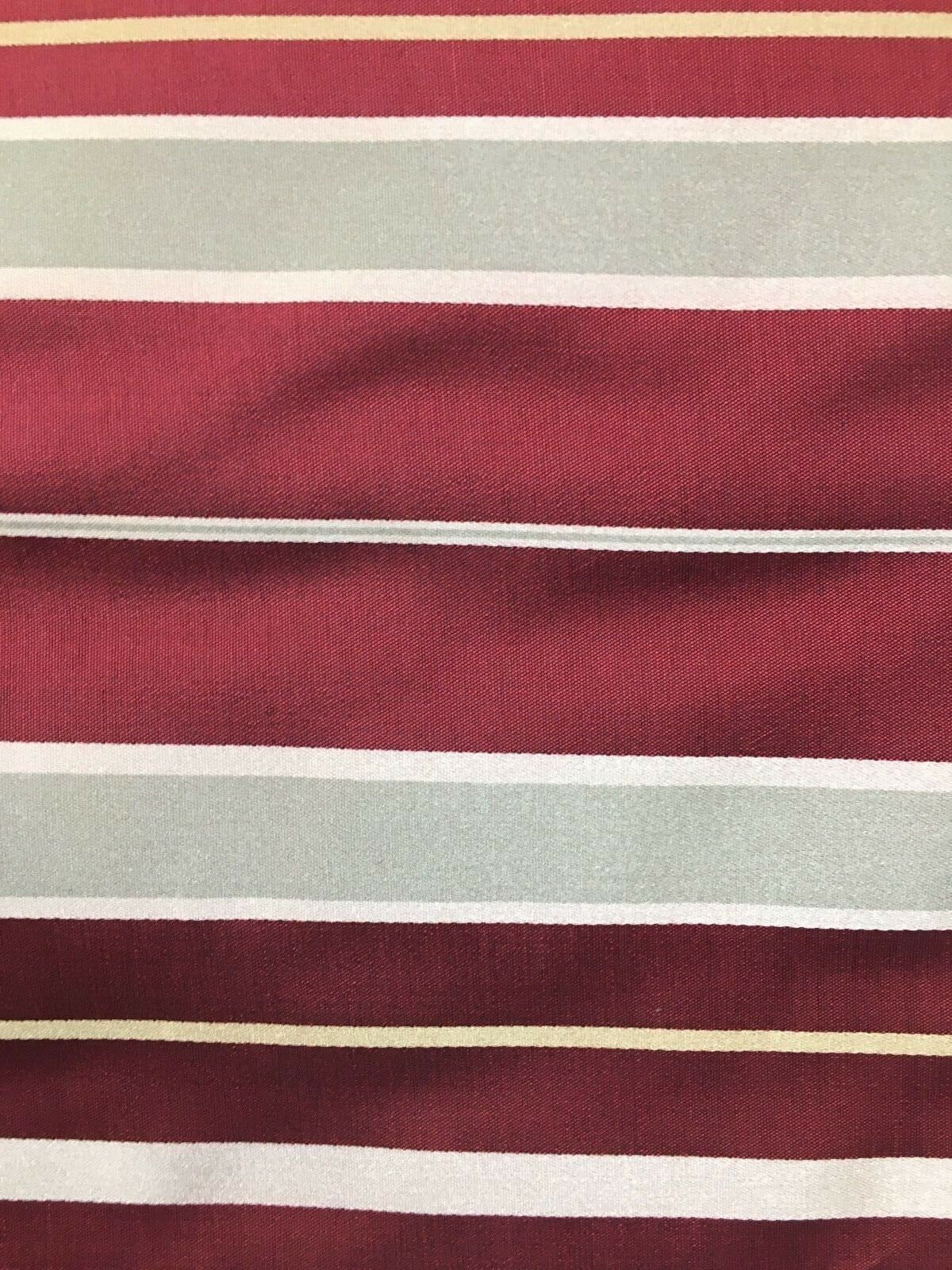 DEEP RED BEIGE Striped Taffeta Brocade Upholstery Drapery Fabric (54 in.) Sold By The Yard