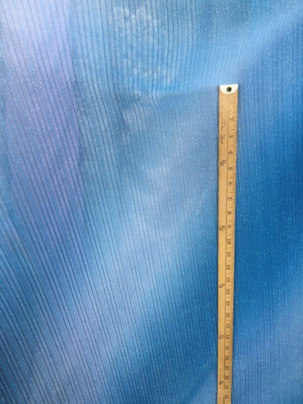 BLUE Pleated Sparkle Polyester Stretch Fabric (60 in.) Sold By The Yard
