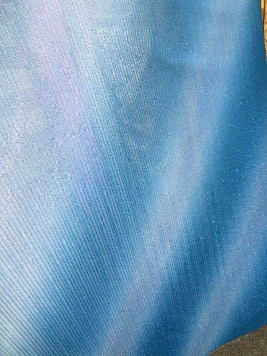 BLUE Pleated Sparkle Polyester Stretch Fabric (60 in.) Sold By The Yard