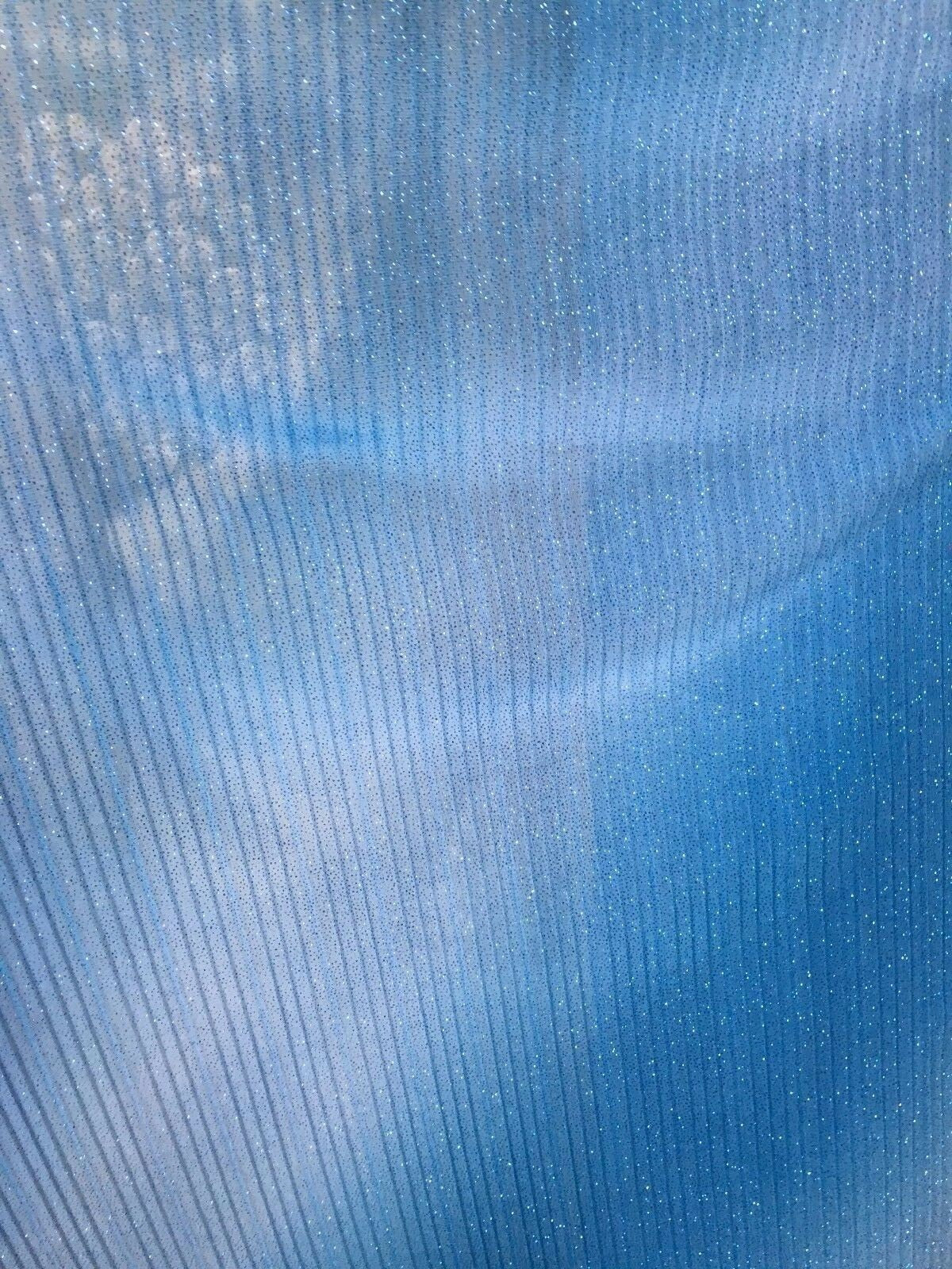 BLUE Pleated Sparkle Polyester Stretch Fabric (60 in.) Sold By The Yard
